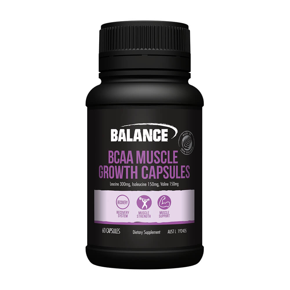 Balance BCAA Muscle Growth Capsules and Bottle - Sports Nutrition