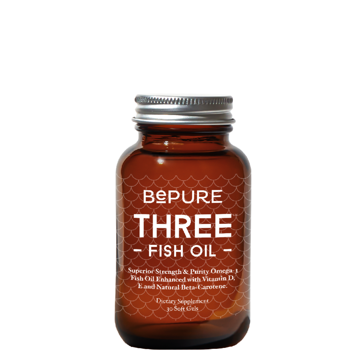 Image of BePure Three Fish Oil – High-Potency Omega-3 Supplement Bottle – Supports Brain, Heart & Joint Health