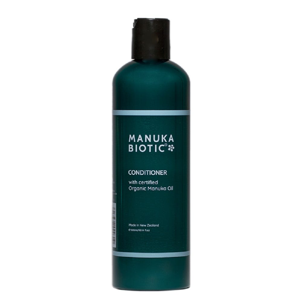Image of Manuka Biotic Conditioner with Organic Manuka Oil, bottle on a white background.