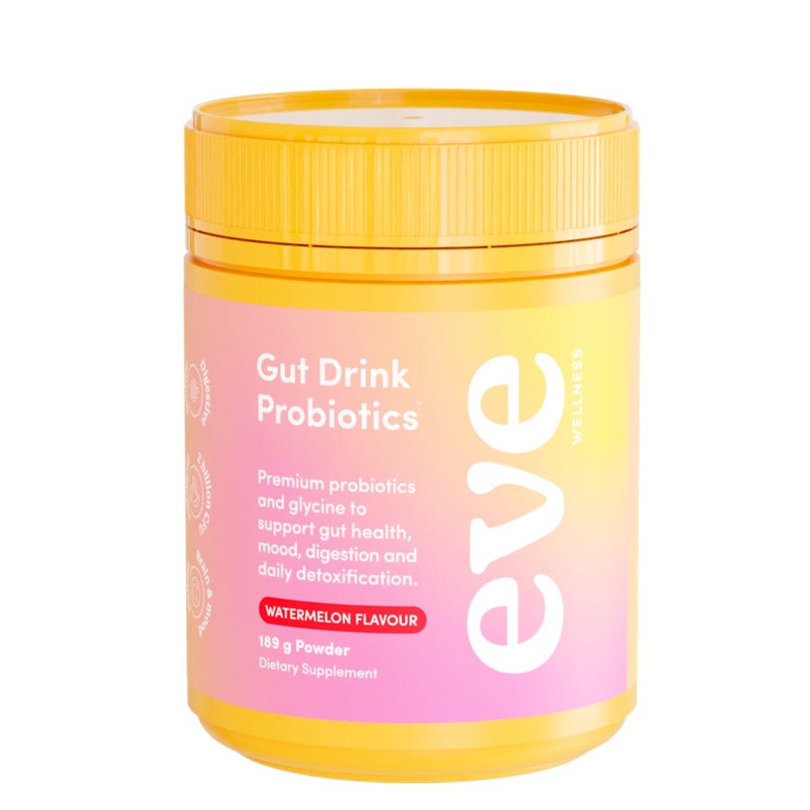 Image of Eve Gut Drink Probiotics for digestive and bowel health.