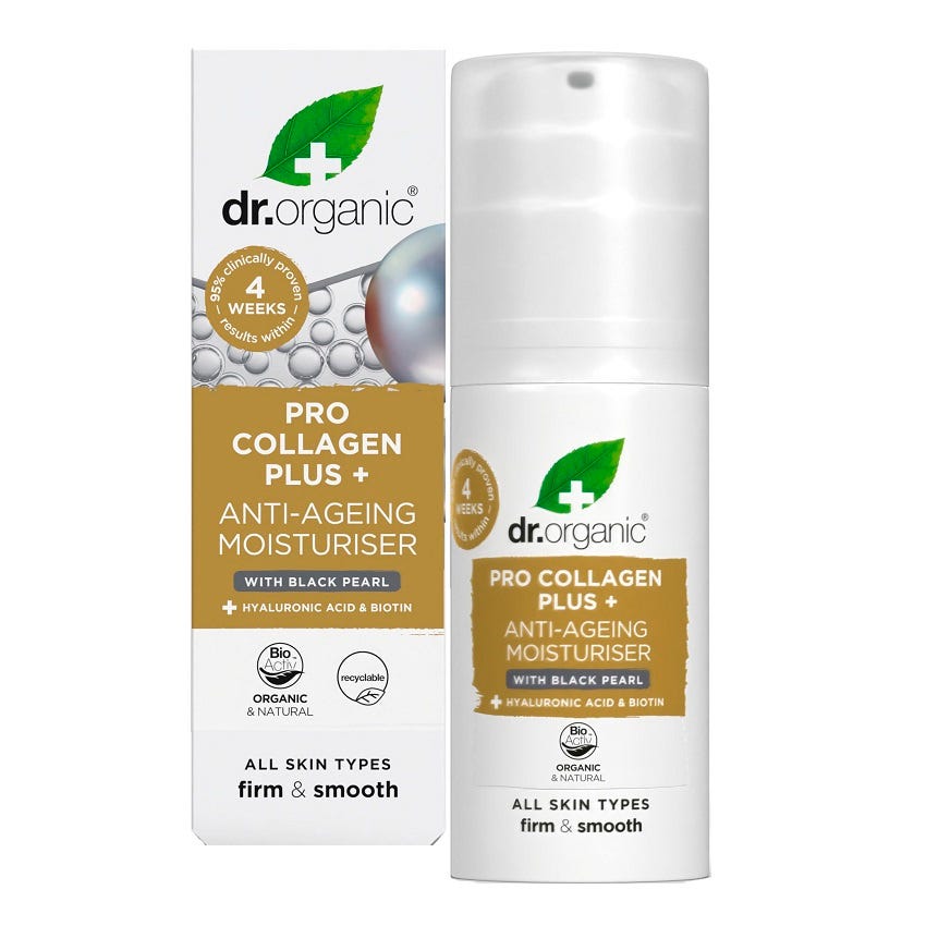 Dr Organic Pro Collagen+ Anti-Aging Moisturiser Box and tube