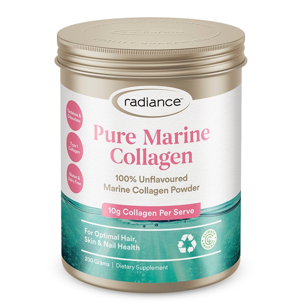 Radiance Pure Marine Collagen Powder – hydrolysed marine collagen for skin, hair, and joint support - 200g Powder