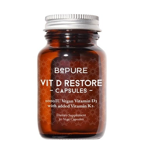 BePure Vit D Restore Capsules – 30 Capsules Bottle – Supports Bone Strength, Immunity, and Mood with Vitamin D3 and K2