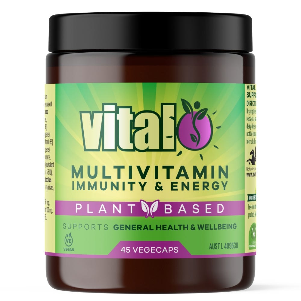 Vital Multivitamin - Immunity & Energy Capsules - Vegan Health Supplements - Front