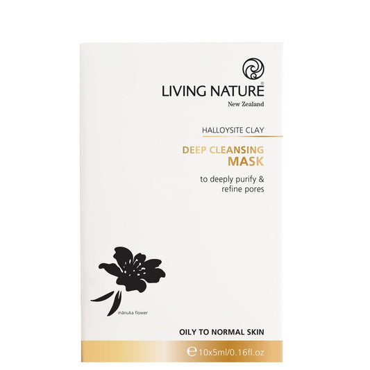 Living Nature Deep Cleansing Mask sachets – Halloysite clay & Manuka honey detox mask - 10 x 5ml
