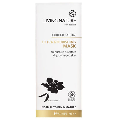 Living Nature Ultra Nourishing Mask – natural face mask in tube for deep hydration and skin restoration - 50ml Box