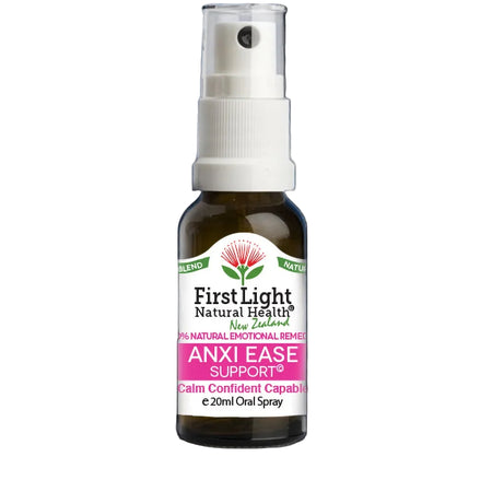 First Light Natural Health Anxi Ease Support spray bottle on a black background