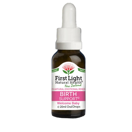 Bottle of First Light Natural Health Birth Support product on a white background