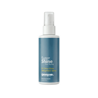Bottle of Super Shine hair styling spray on a white background