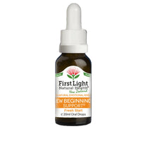 Bottle of First Light Natural Health New Beginning Support on a black background