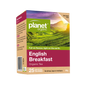 Planet Organic English Breakfast tea box with a scenic tea field on the packaging.