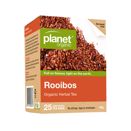 Planet Organic Rooibos tea packaging on a white background
