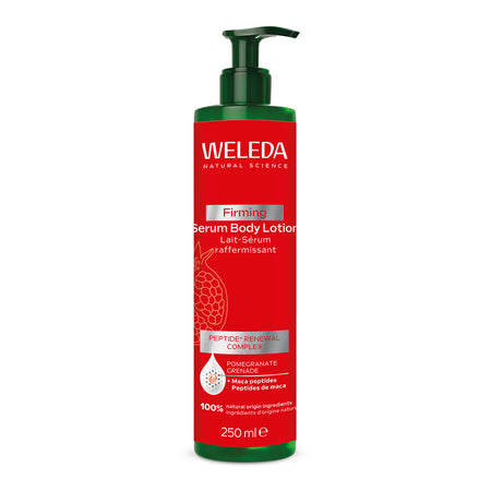 Weleda Firming Serum Body Lotion bottle on a white background