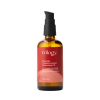 Bottle of Trilogy Rosehip Transformation Cleansing Oil on a white background