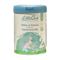 Little Oak New Zealand follow-on formula canister with blue lid on a white background