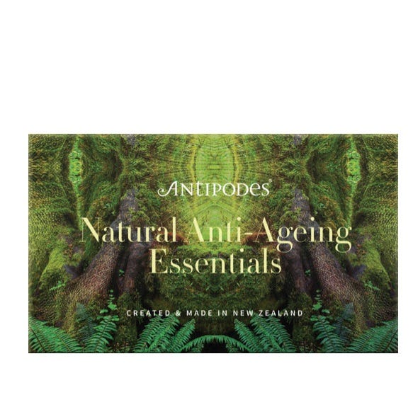 Antipodes Natural Anti‑Ageing Essentials skincare set – night cream, eye cream & face oil