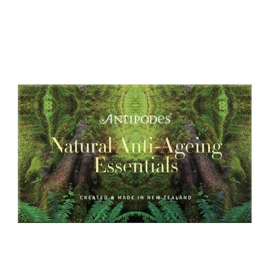 Antipodes Natural Anti‑Ageing Essentials skincare set – night cream, eye cream & face oil