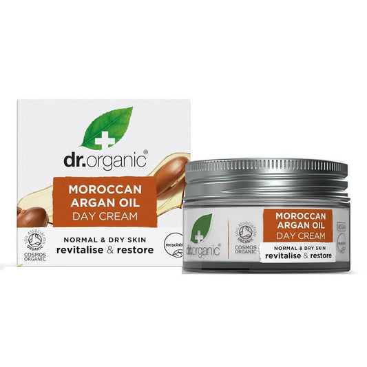 Dr Organics Moroccan Argan Oil Day Cream Box and Jar