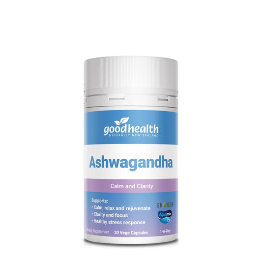 Good Health Ashwagandha supplement bottle – stress and energy support