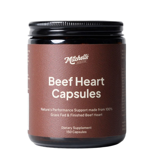 Mitchell’s Beef Heart bottle – nutrient-rich organ meat supplement for heart and energy support - 150 Capsules