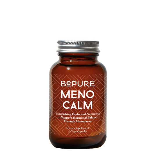 Image of BePure MenoCalm – Menopause Support Supplement Bottle – Eases Hot Flushes, Mood Swings & Hormonal Imbalance