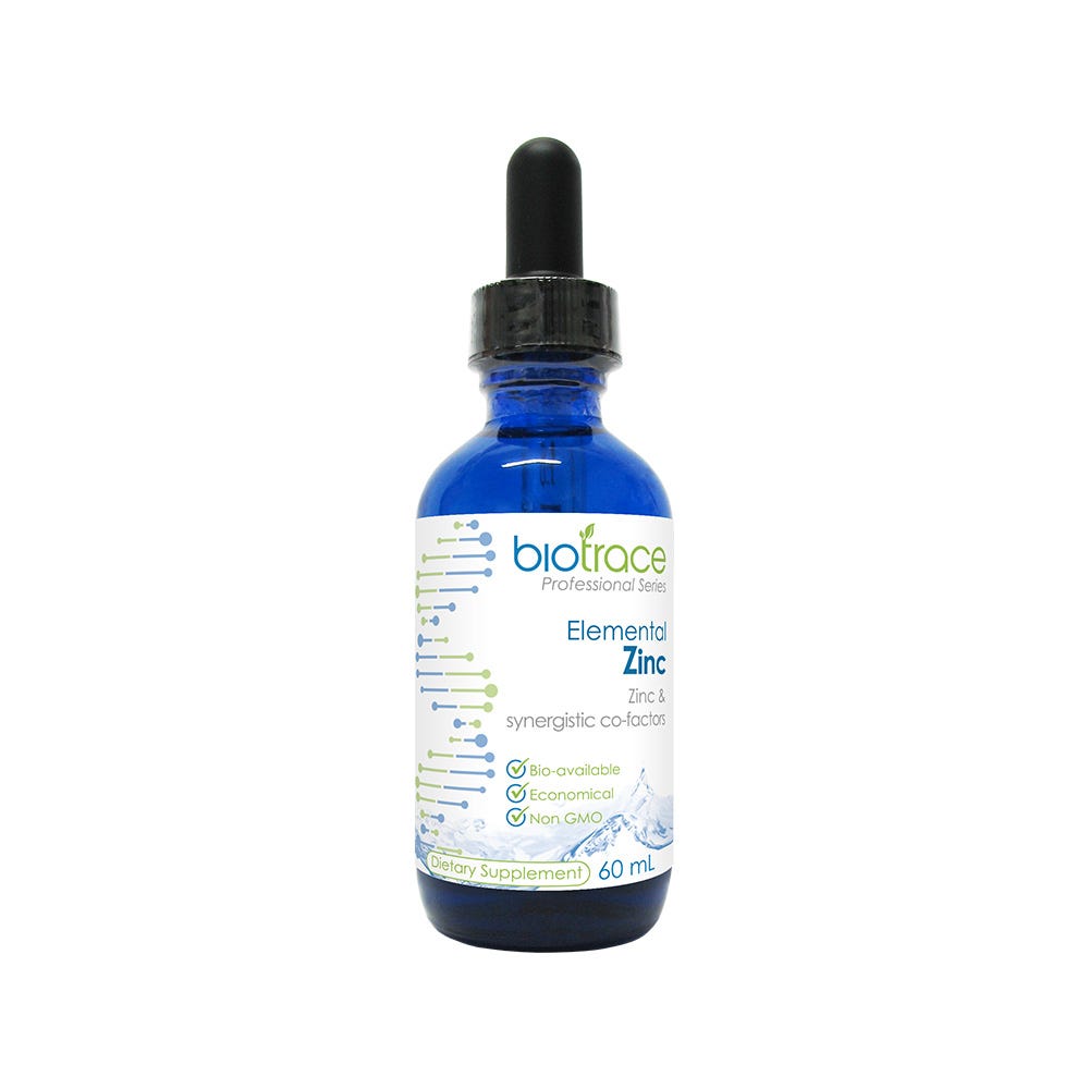 BioTrace Elemental Zinc 60 mL bottle – liquid ionic zinc + trace minerals support