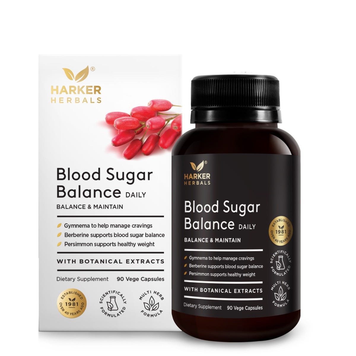 Harker Herbals Blood Sugar Balance – herbal blend for blood sugar and pancreas support - 90 Capsules