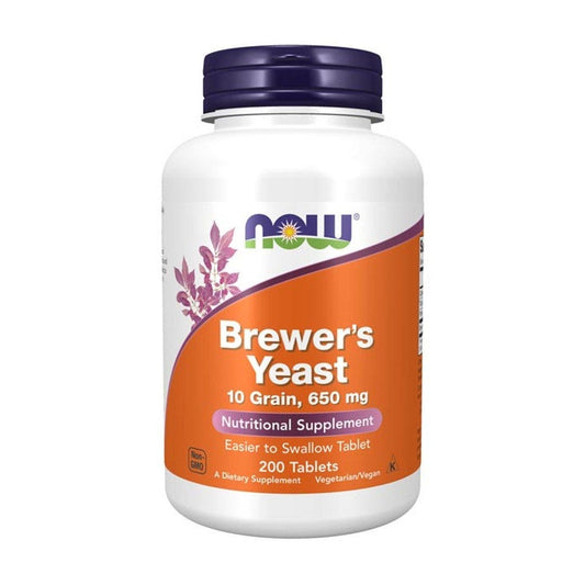 NOW Brewer's Yeast 650mg Tablets – Natural Energy and B Vitamin Source - 200 Tablets
