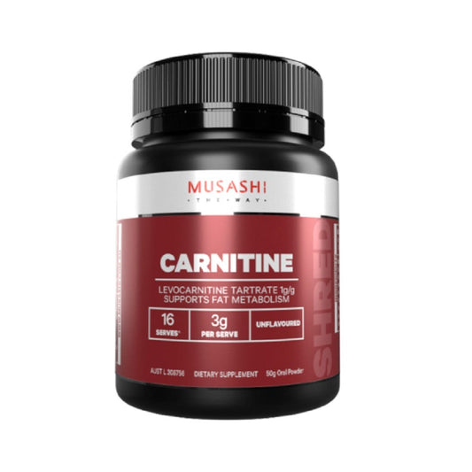 Musashi Carnitine Supplement Bottle and Powder - Energy Support