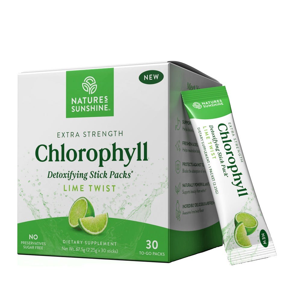 Image of Extra Strength Chlorophyll sachets. 