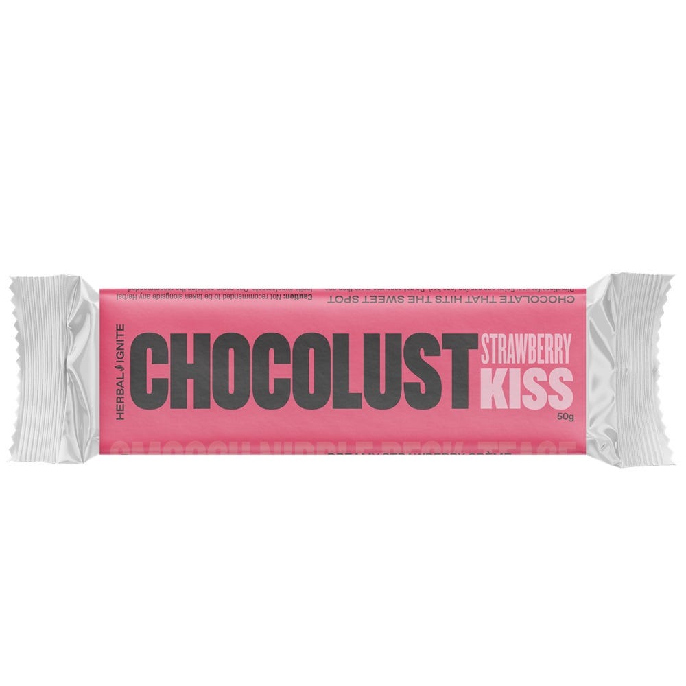 Herbal Ignite Chocolust Strawberry Kiss – mood and libido support chocolate with herbal extracts in strawberry flavour - 50g