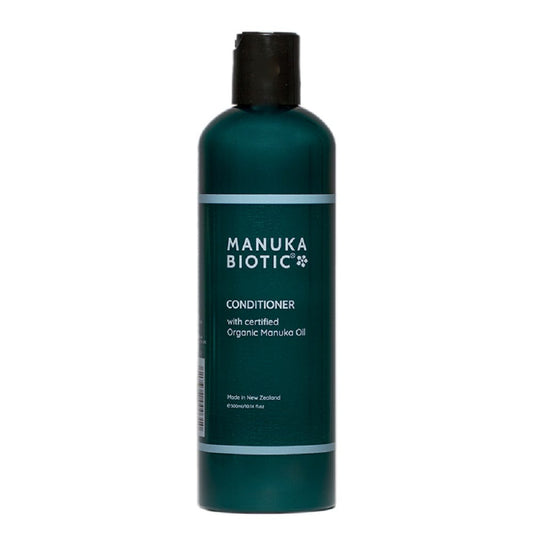 Image of Manuka Biotic Conditioner with Organic Manuka Oil, bottle on a white background. 