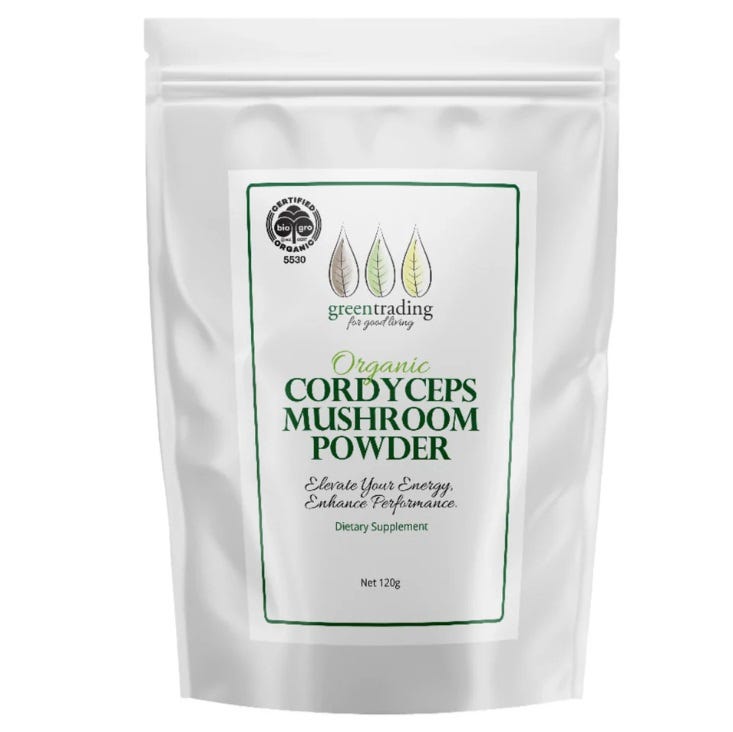 Green Trading Organic Cordyceps Mushroom Powder 120g – Supports Natural Energy & Respiratory Health