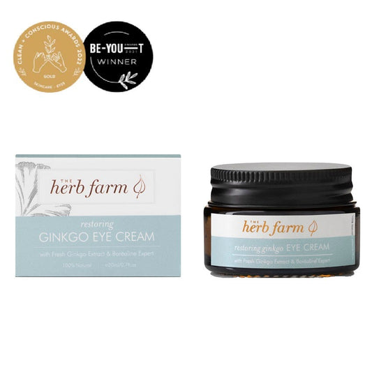The Herb Farm Restoring Ginkgo Eye Cream - Product Jar and Box 20ml

