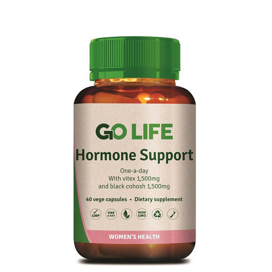 GO Life Hormone Support Bottle and Capsules for female hormone health 