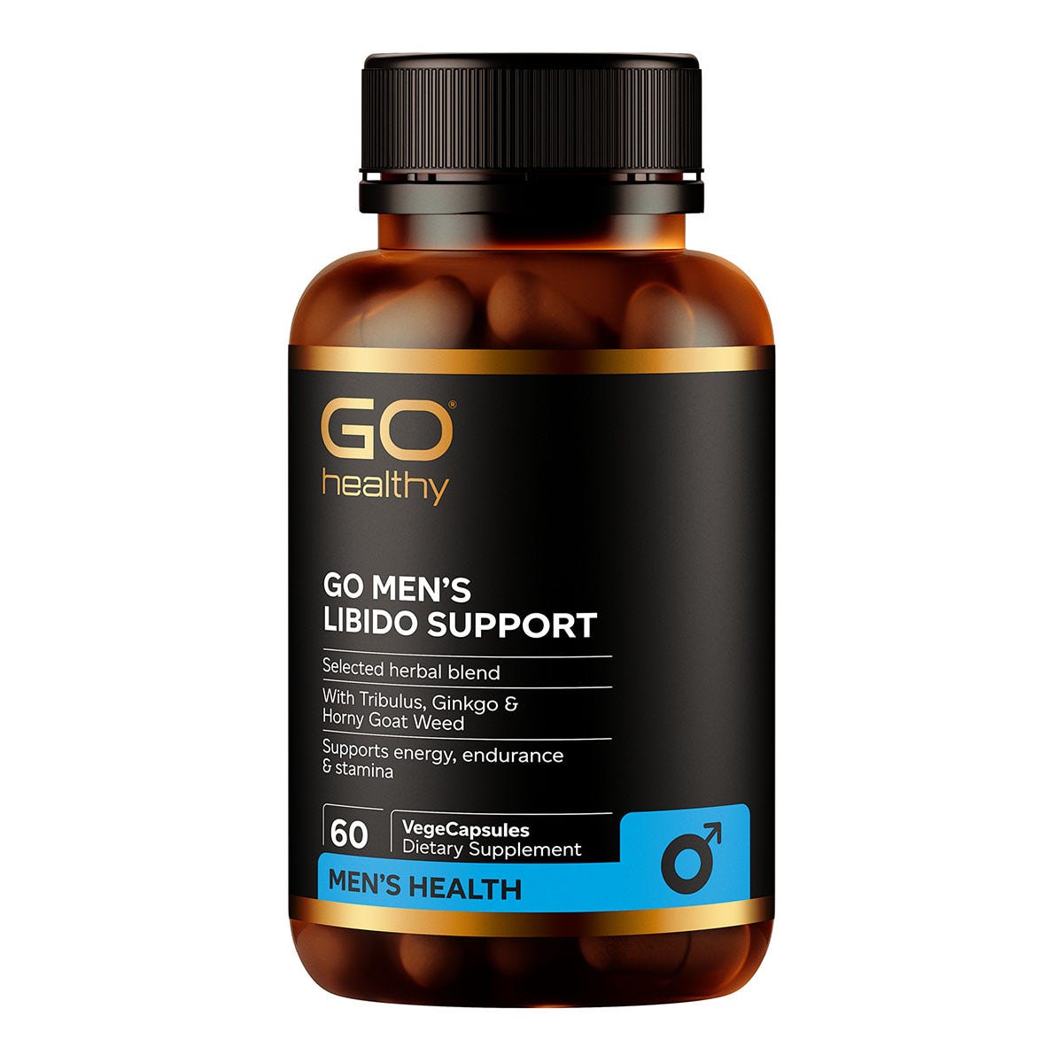 GO Healthy Men’s Libido Support 60 Capsule Bottle – herbal supplement capsules for male vitality, libido & sexual wellness
