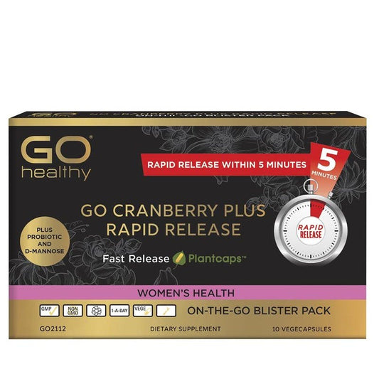 Image of GO Healthy GO Cranberry Plus Rapid Release 10 Vege Capsules