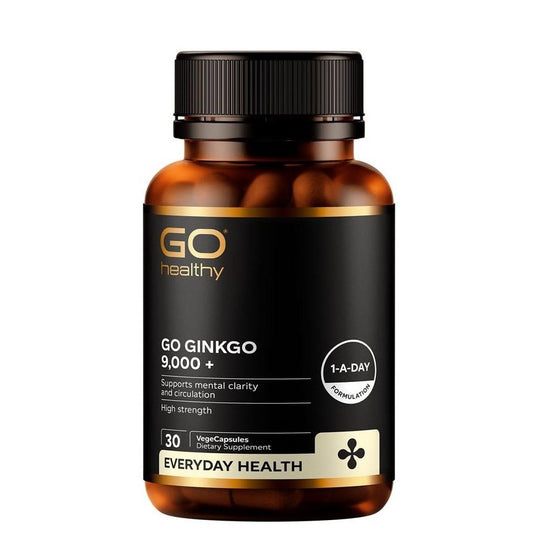 GO Healthy GO Ginkgo 9,000+ – Memory, Focus & Circulation Support - 30 Capsules
