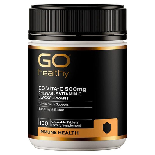GO Healthy GO VITA-C 500mg Blackcurrant – Chewable Vitamin C Immune Support Supplement 