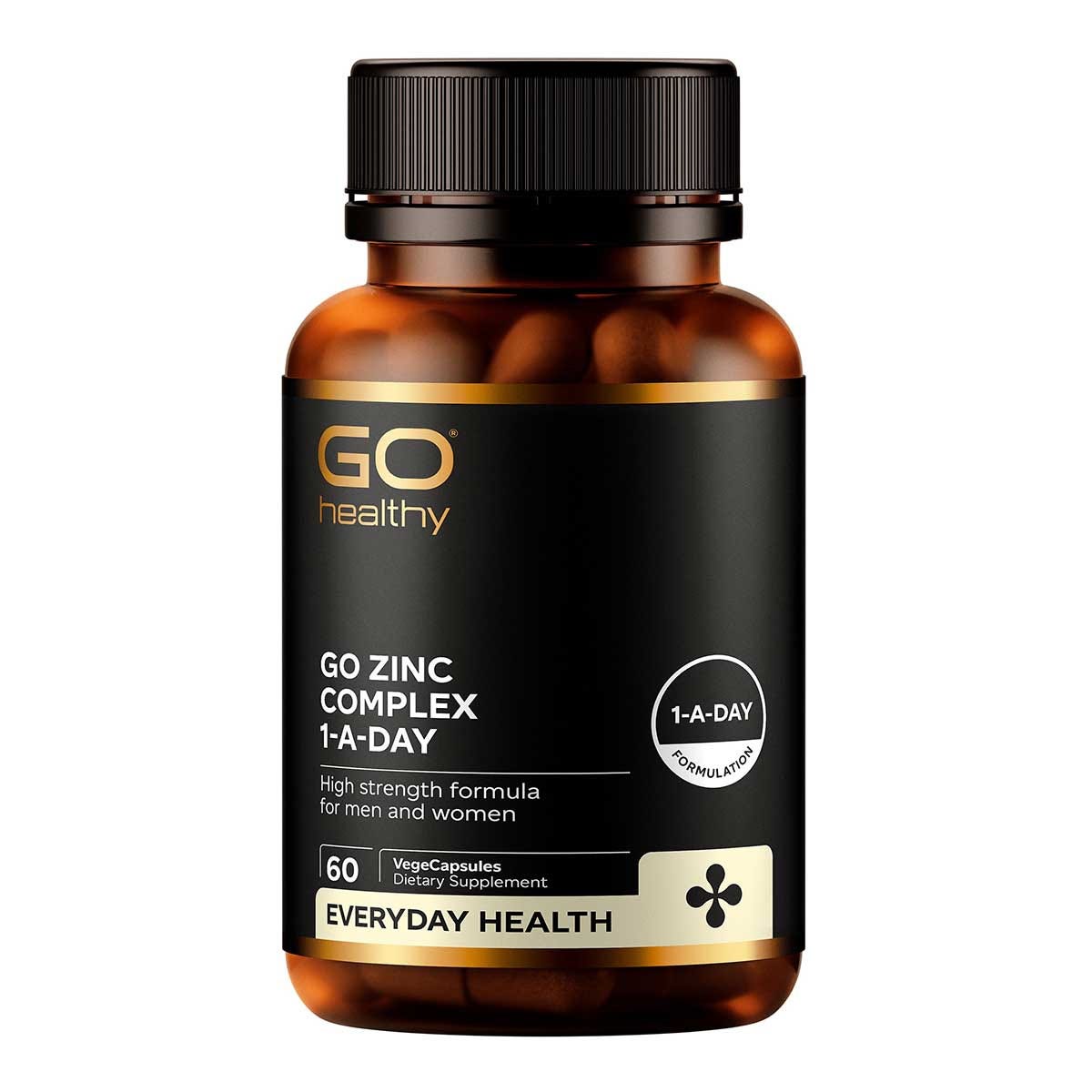 GO Healthy GO Zinc Complex 1‑a‑day vegecap bottle – zinc formula with vitamin C, selenium & B6