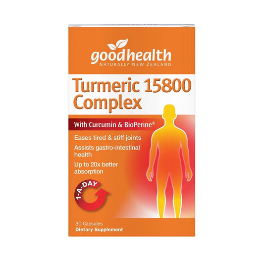 Good Health Turmeric 15800 Complex 30 Capsules – high-potency turmeric blend with BioPerine®, boswellia, ginger & ashwagandha