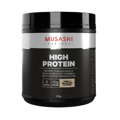 Musashi High Protein Vanilla Milkshake supplement with 30g protein