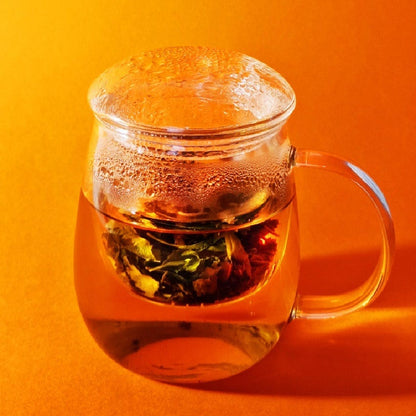  displayed with a steaming cup of freshly brewed tea. Stylish and convenient