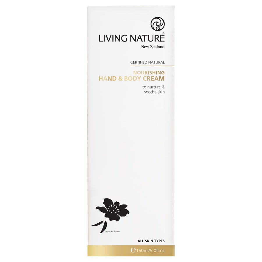 Living Nature Nourishing Hand & Body Cream – Manuka honey and larch extract natural moisturiser - box