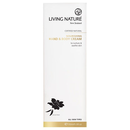 Living Nature Nourishing Hand & Body Cream – Manuka honey and larch extract natural moisturiser - box