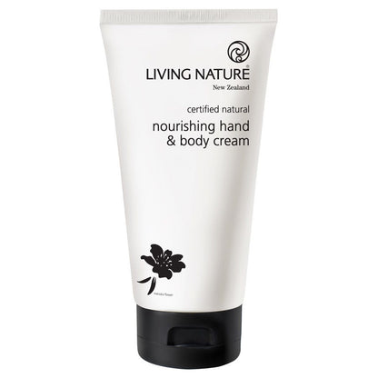 Living Nature Nourishing Hand & Body Cream – Manuka honey and larch extract natural moisturiser - 150 mL tube