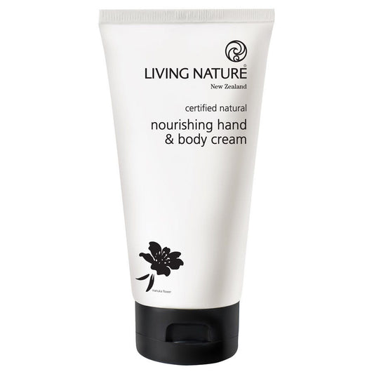 Living Nature Nourishing Hand & Body Cream – Manuka honey and larch extract natural moisturiser - 150 mL tube