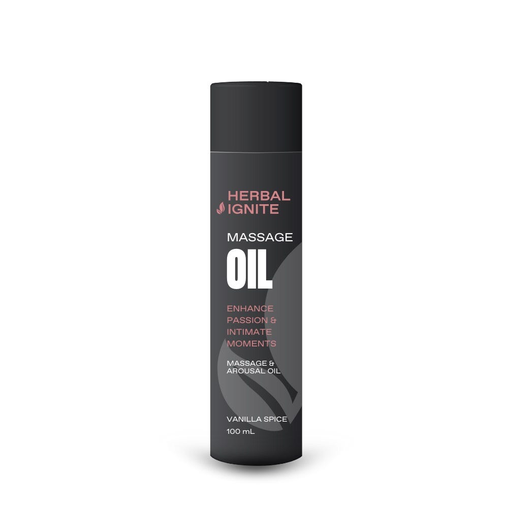 Tube of Herbal Ignite Arousal Massage Oil - Vanilla Spice 100ml