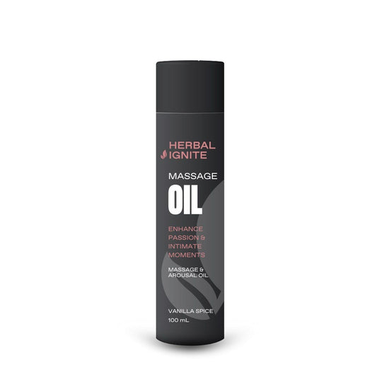 Tube of Herbal Ignite Arousal Massage Oil - Vanilla Spice 100ml