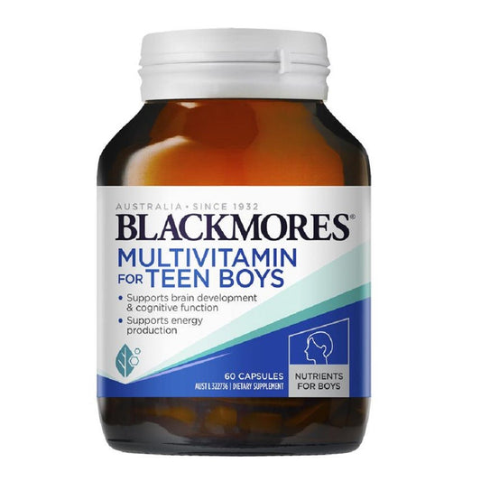 Blackmores Multivitamins for Teen Boys - Product Bottle and Capsules